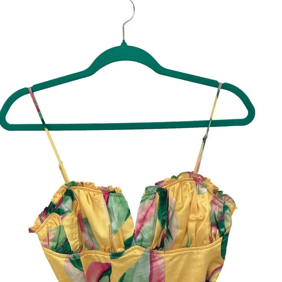 Monanella Radiance Romper Yellow Satin Green‎ Pink Printed Size Small - Picture 3 of 13
